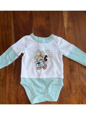 Disney‎ Mint Green and White Mickey Mouse One-Piece